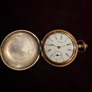 Antique 1883 14K Yellow Gold WALTHAM Hunter Case Pocket Watch